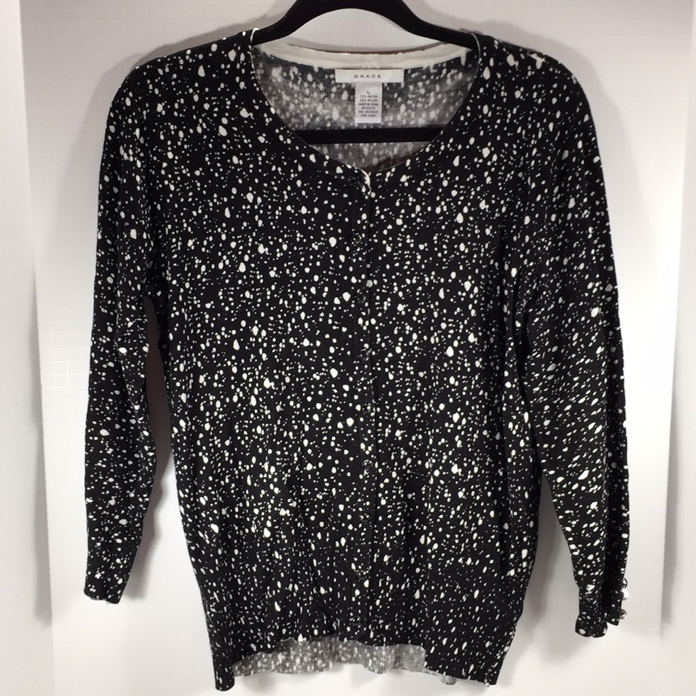 Grace Cardigan sweater L Black and White